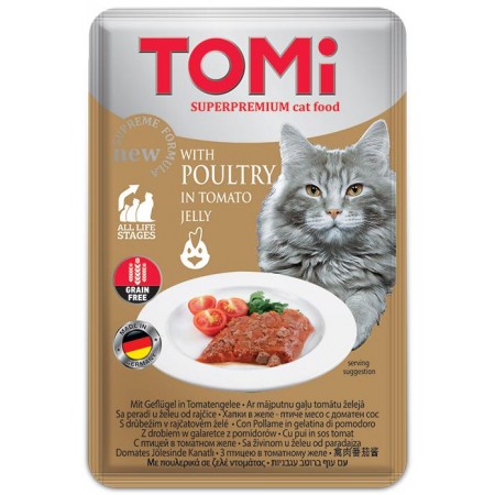 TOMi Poultry In Tomato Jelly ПТИЦЯ В ТОМАТНОМУ ЖЕЛЕ вологий корм для котів 100 г (490884)